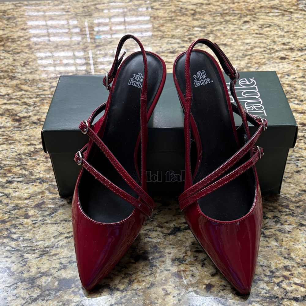 Wild Fable Burgundy Slingback Heels